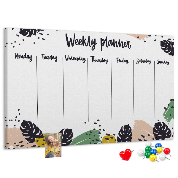 Wochenplaner aus Kork mit Tropical Leaf Motiv