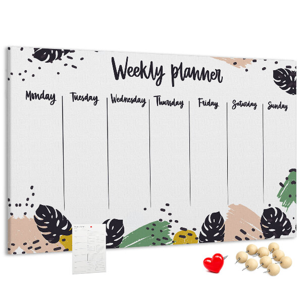 Wochenplaner aus Kork mit Tropical Leaf Motiv