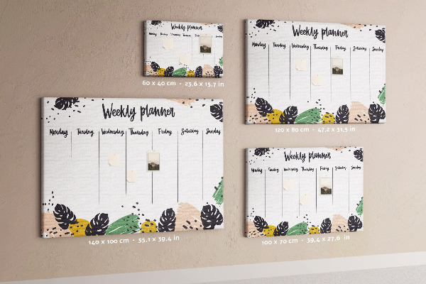 Wochenplaner aus Kork mit Tropical Leaf Motiv