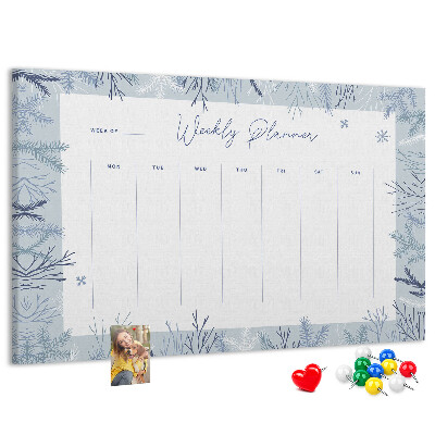 Korkbild Winterwochenplan mit einem filigranen Muster