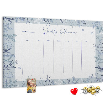Korkbild Winterwochenplan mit einem filigranen Muster