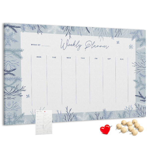 Korkbild Winterwochenplan mit einem filigranen Muster