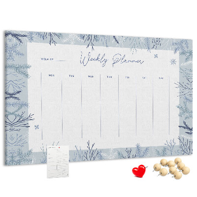 Korkbild Winterwochenplan mit einem filigranen Muster
