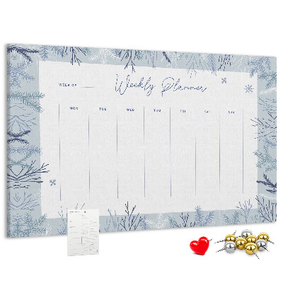 Korkbild Winterwochenplan mit einem filigranen Muster