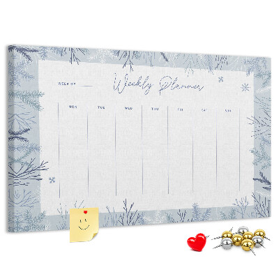 Korkbild Winterwochenplan mit einem filigranen Muster