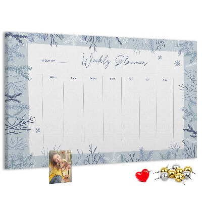 Korkbild Winterwochenplan mit einem filigranen Muster