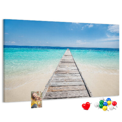Korkbild ein ruhiger Pier in einem tropischen Paradies