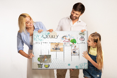 Wochenplaner buntes Design mit Pflanzen und Korkoberfläche