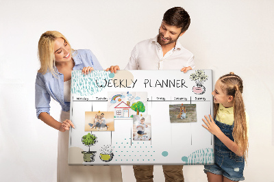 Wochenplaner buntes Design mit Pflanzen und Korkoberfläche