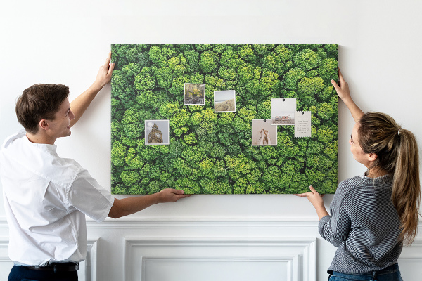Wandbild mit Korkrückwand grüner Wald mit dichter Vegetation