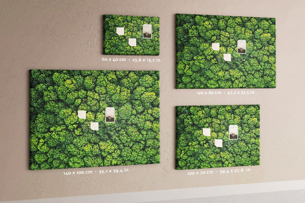 Wandbild mit Korkrückwand grüner Wald mit dichter Vegetation