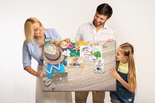 Korkbild Sommererinnerungen am Strand mit Accessoires