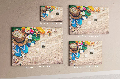 Korkbild Sommererinnerungen am Strand mit Accessoires
