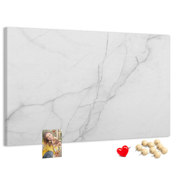 Bild mit Korkrückwand mit elegantem Marmormuster in Weißtönen