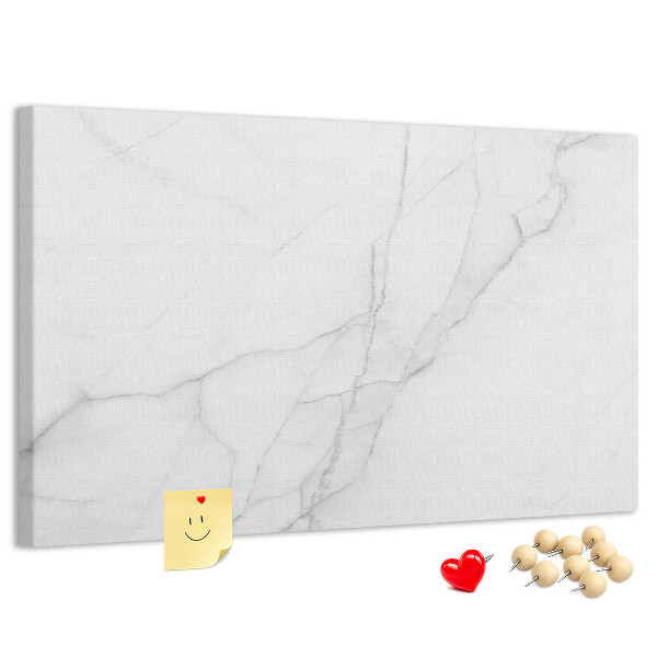 Bild mit Korkrückwand mit elegantem Marmormuster in Weißtönen