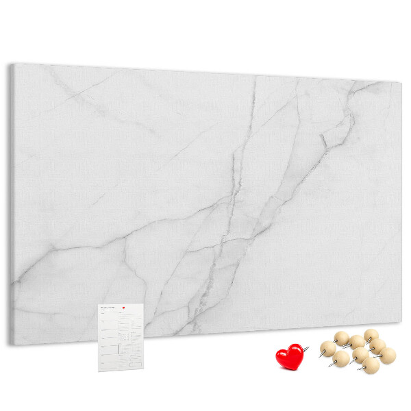 Bild mit Korkrückwand mit elegantem Marmormuster in Weißtönen