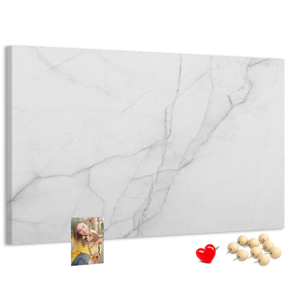Bild mit Korkrückwand mit elegantem Marmormuster in Weißtönen