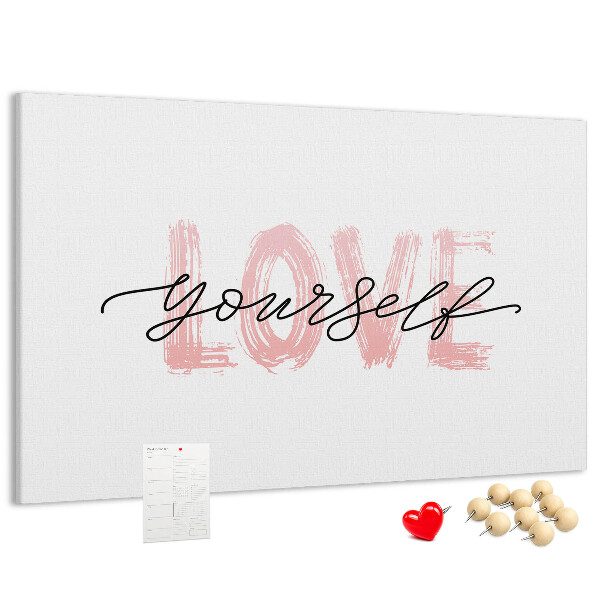 Bilder mit Korkrückwand Motiv Selbstliebe in Pastellfarben