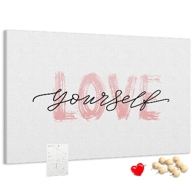 Bilder mit Korkrückwand Motiv Selbstliebe in Pastellfarben