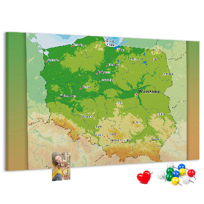 Korkbild Karte von Polen mit markierter Stadt Warschau
