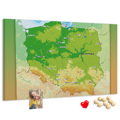 Korkbild Karte von Polen mit markierter Stadt Warschau