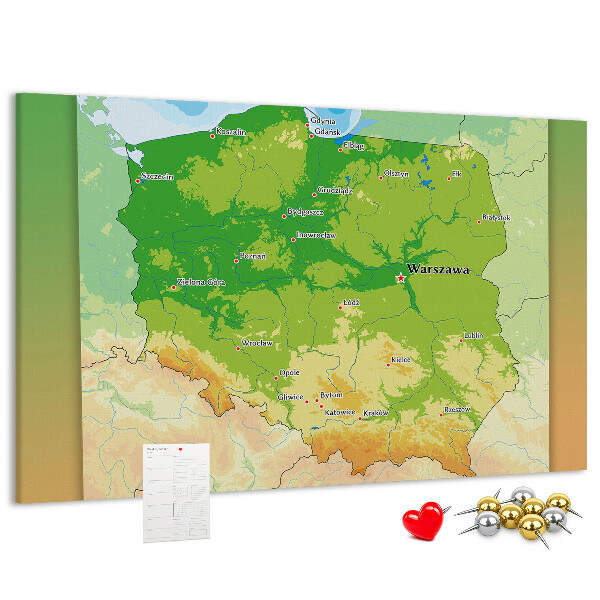 Korkbild Karte von Polen mit markierter Stadt Warschau