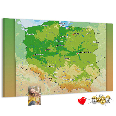 Korkbild Karte von Polen mit markierter Stadt Warschau