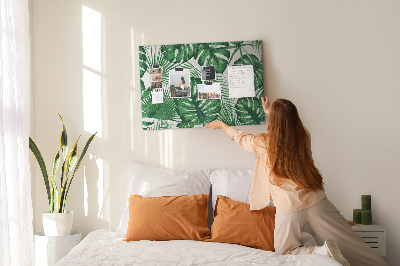 Bild mit Korkrückwand tropische Blätter in Grün