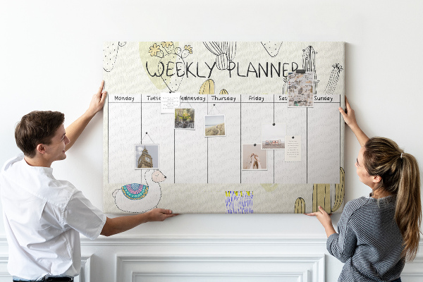 Bilder mit Korkrückwand Kakteen und Tiere im minimalistischen Stil