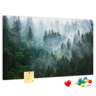 Korkbild nebelige Waldlandschaft mit Kiefern
