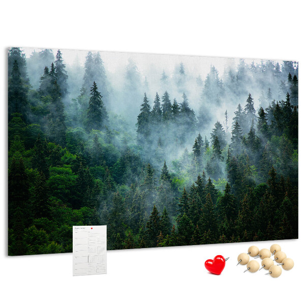 Korkbild nebelige Waldlandschaft mit Kiefern