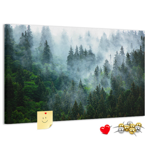 Korkbild nebelige Waldlandschaft mit Kiefern