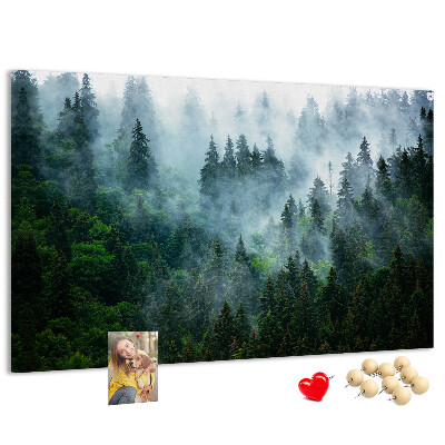 Korkbild nebelige Waldlandschaft mit Kiefern