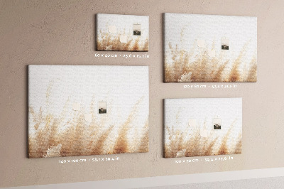 Bild mit Korkrückwand zarte Gräser auf hellem Hintergrund