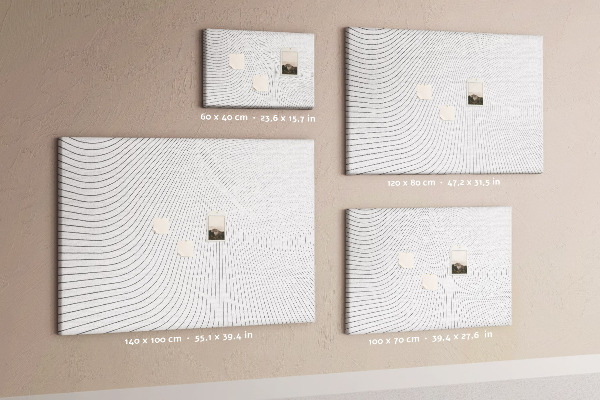Korkbild mit wellenförmigen Linien im minimalistischen Stil