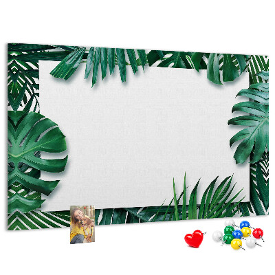 Korktafel mit Motiv grüner tropischer Blätter