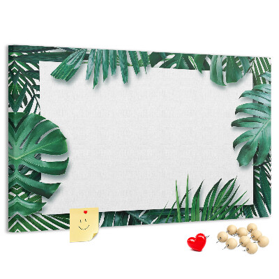 Korktafel mit Motiv grüner tropischer Blätter
