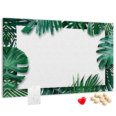 Korktafel mit Motiv grüner tropischer Blätter