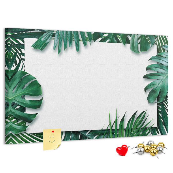 Korktafel mit Motiv grüner tropischer Blätter