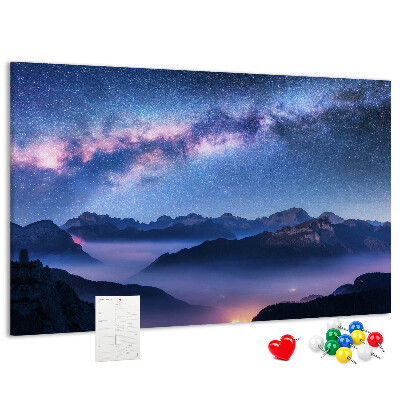 Korkbild Nachthimmel über einer Berglandschaft