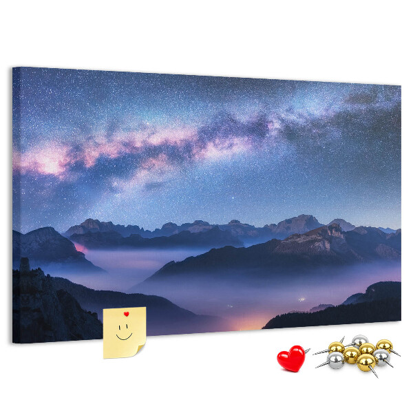 Korkbild Nachthimmel über einer Berglandschaft