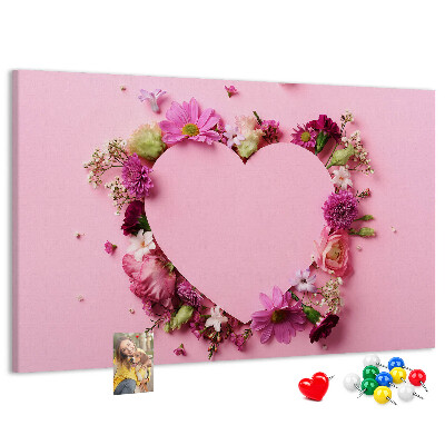 Bild mit Korkrückwand mit herzförmigem Blumenmuster