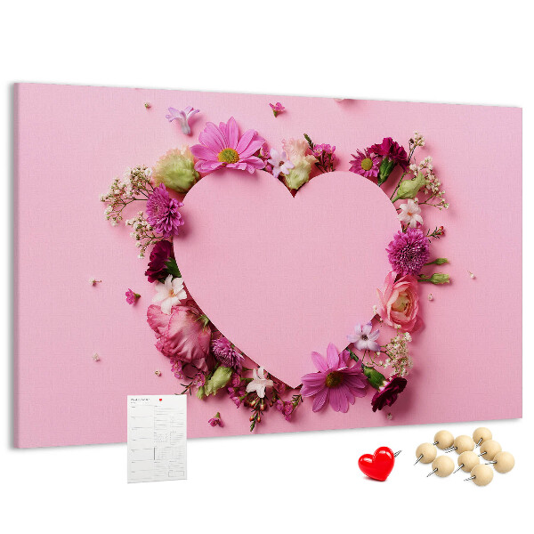 Bild mit Korkrückwand mit herzförmigem Blumenmuster