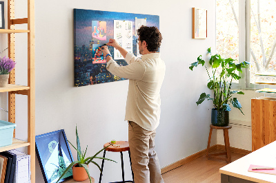 Korktafel mit Motiv Sonnenuntergang über Tokio mit Fuji