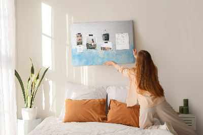 Bilder mit Korkrückwand zarte blaue Aquarellwellen als Hintergrund