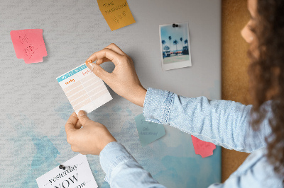 Bilder mit Korkrückwand zarte blaue Aquarellwellen als Hintergrund