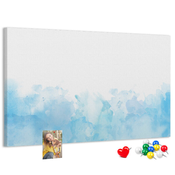 Bilder mit Korkrückwand zarte blaue Aquarellwellen als Hintergrund
