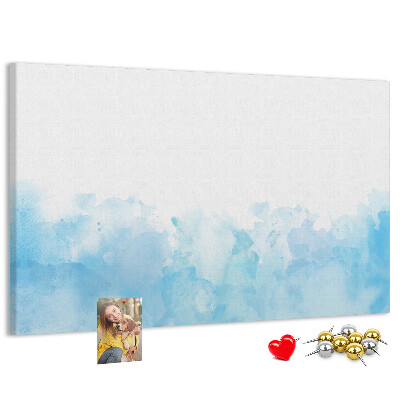 Bilder mit Korkrückwand zarte blaue Aquarellwellen als Hintergrund