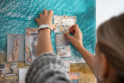 Korkbild mit Motiv Strand, Wellen und Fußspuren