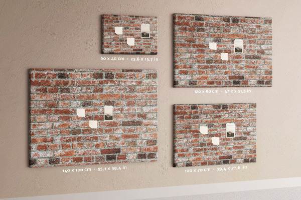 Bild mit Korkrückwand Ziegelwandmotiv mit natürlicher Oberfläche